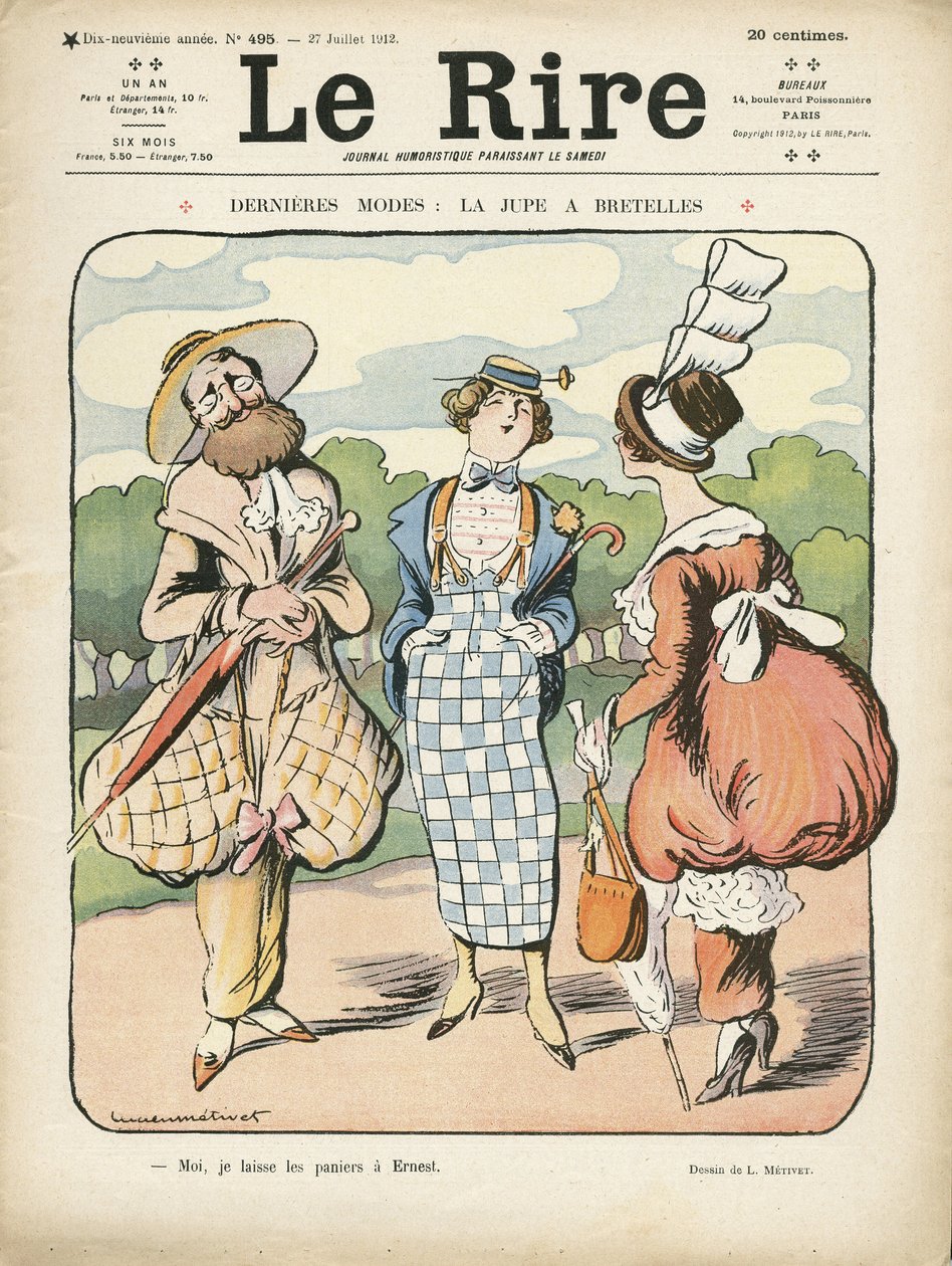 Illustration i Le Rire, 27/07/12 - Senaste modet (gravyr) av Lucien Metivet