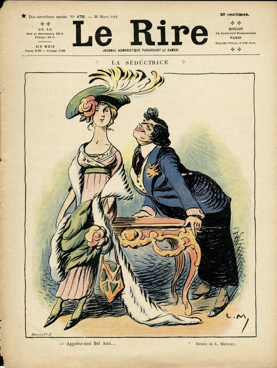 Illustration i Le Rire, 30/03/12 - förförskan (gravyr) av Lucien Metivet