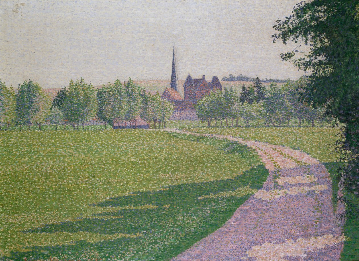 Eragny kyrka, 1886 av Lucien Pissarro