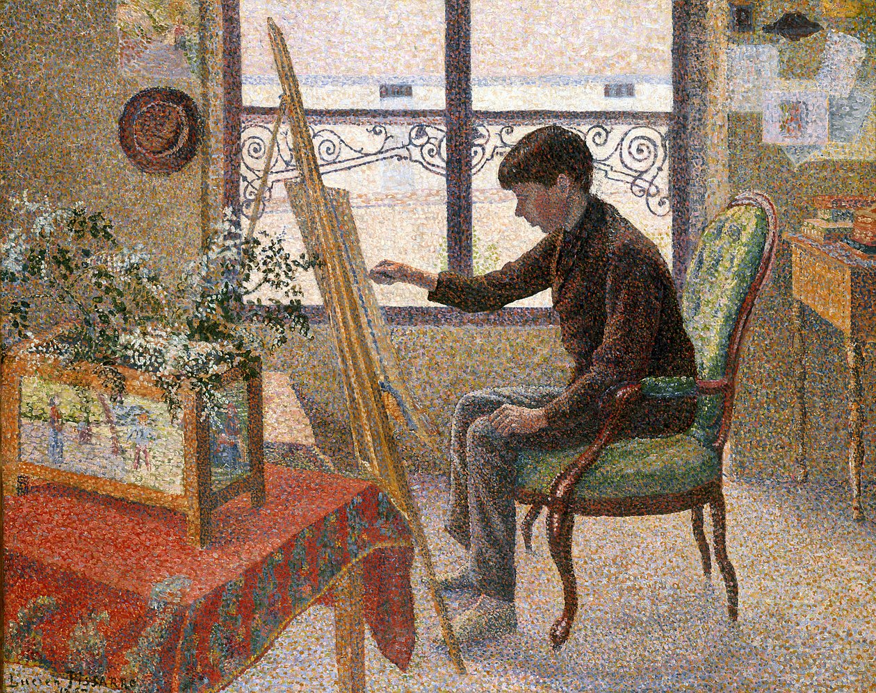 Studions interiör (olja på duk) av Lucien Pissarro