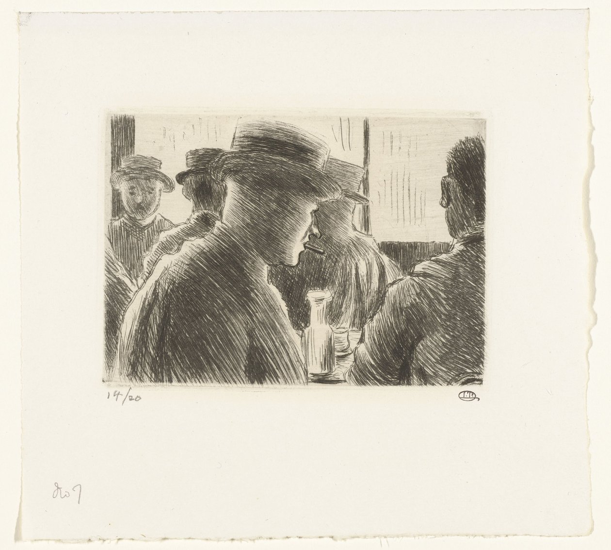 Män på ett café av Lucien Pissarro