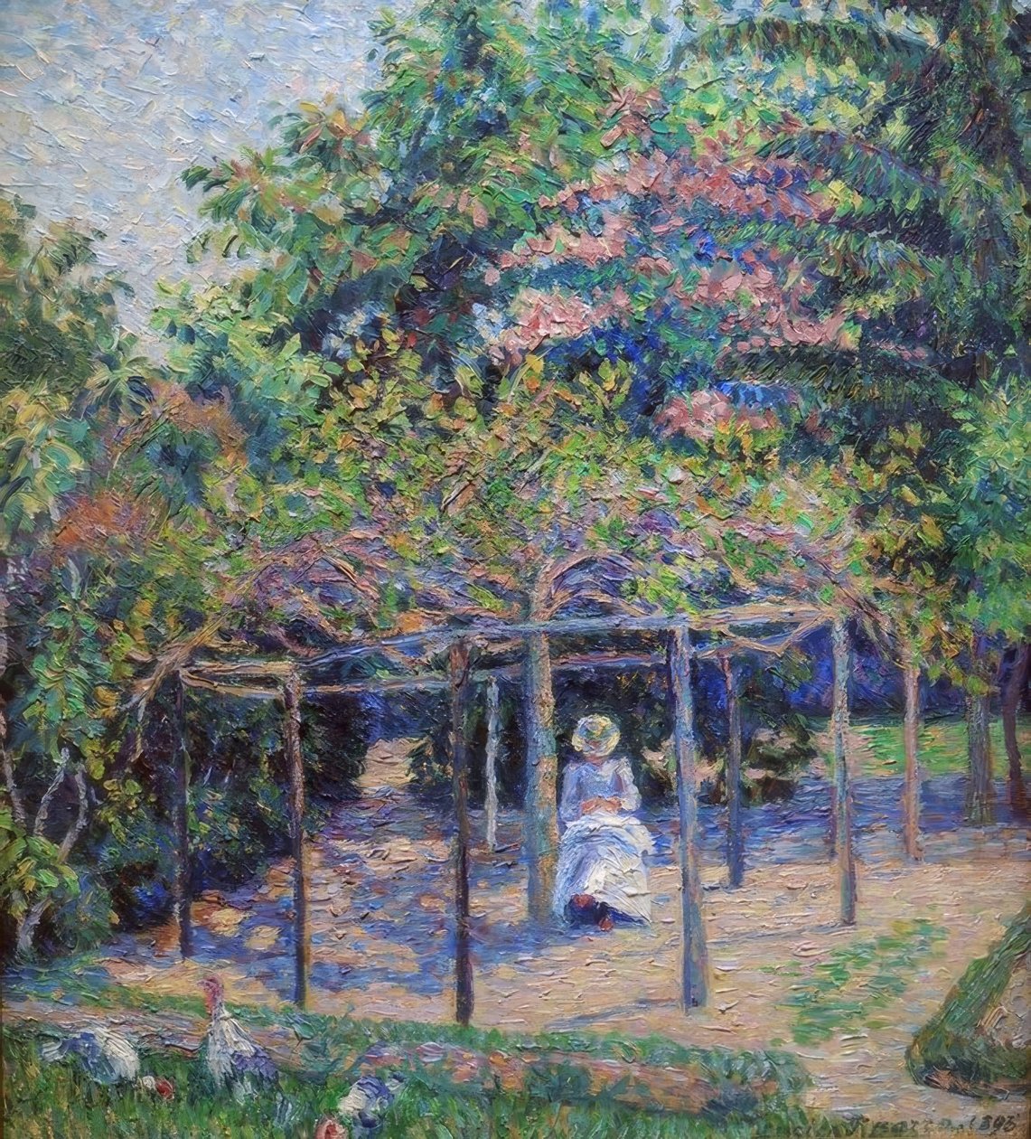 Kalkonerna (eller Esther i trädgården, Eragny) av Lucien Pissarro