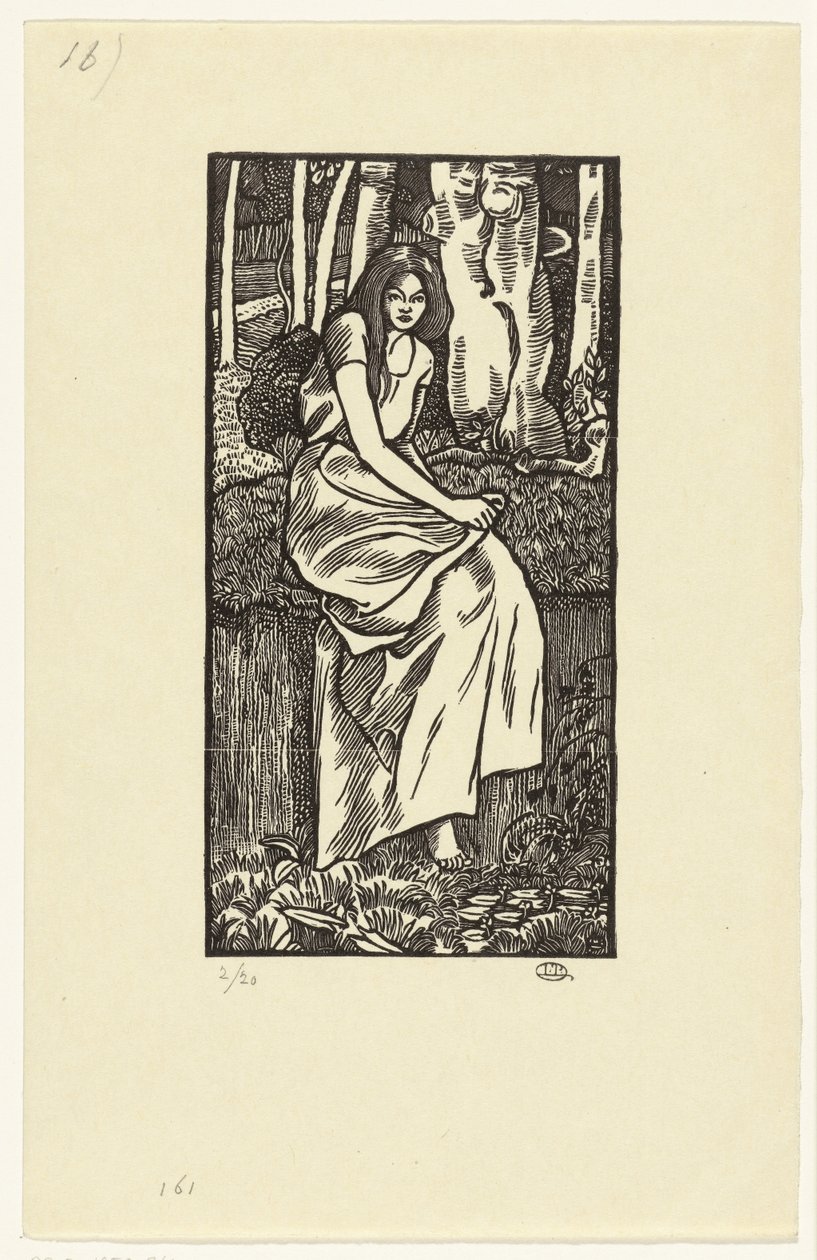 Kvinna i en skog Woodland Girl av Lucien Pissarro