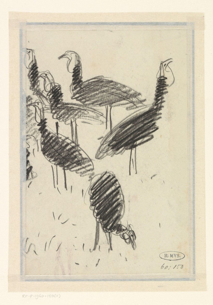 Sex fåglar av Lucien Pissarro