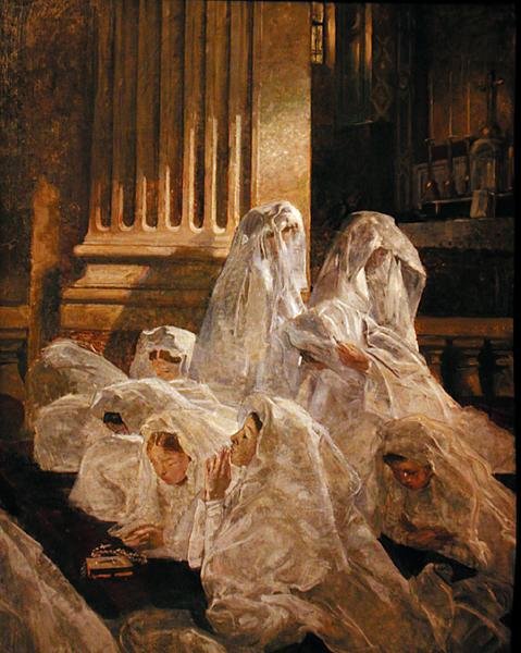 The Communicants (olja på duk) av Lucien Simon