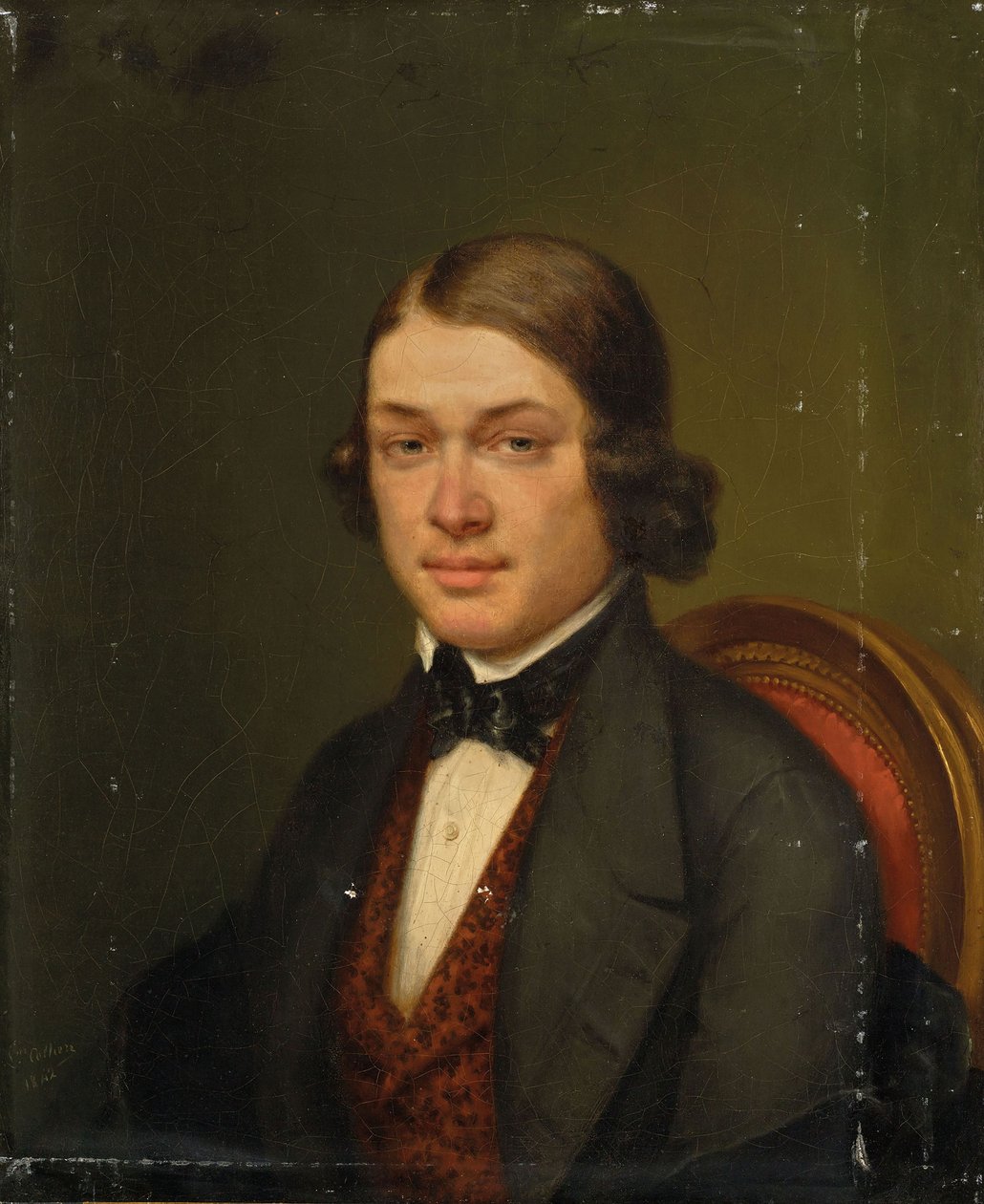 Porträtt av kompositören Robert Schumann 1810-1856, 1842. av Lucienne Collière