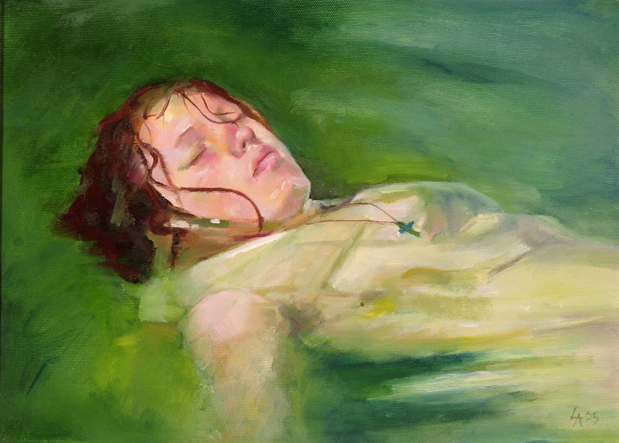 Girl drifting, 2004 (olja på duk) av Lucinda Arundell