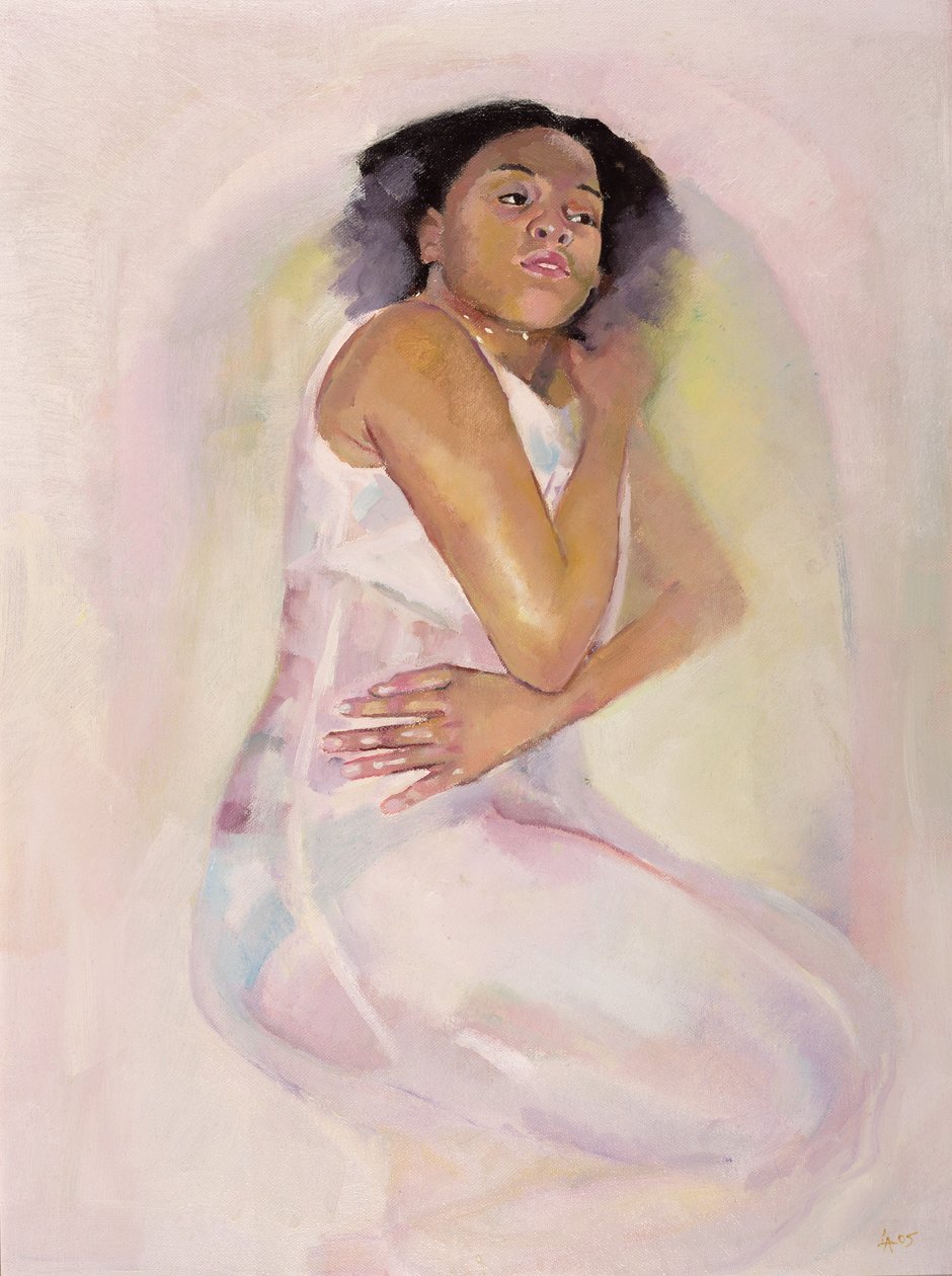 Flicka som tänker, 2004 (olja på duk) av Lucinda Arundell