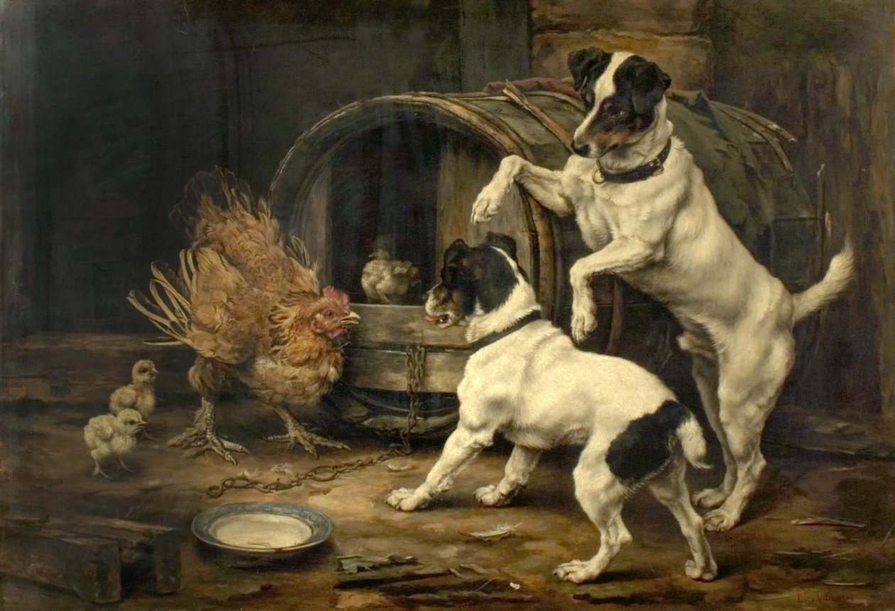 Ett oroligt ögonblick, 1895 av Lucy Ann Leavers