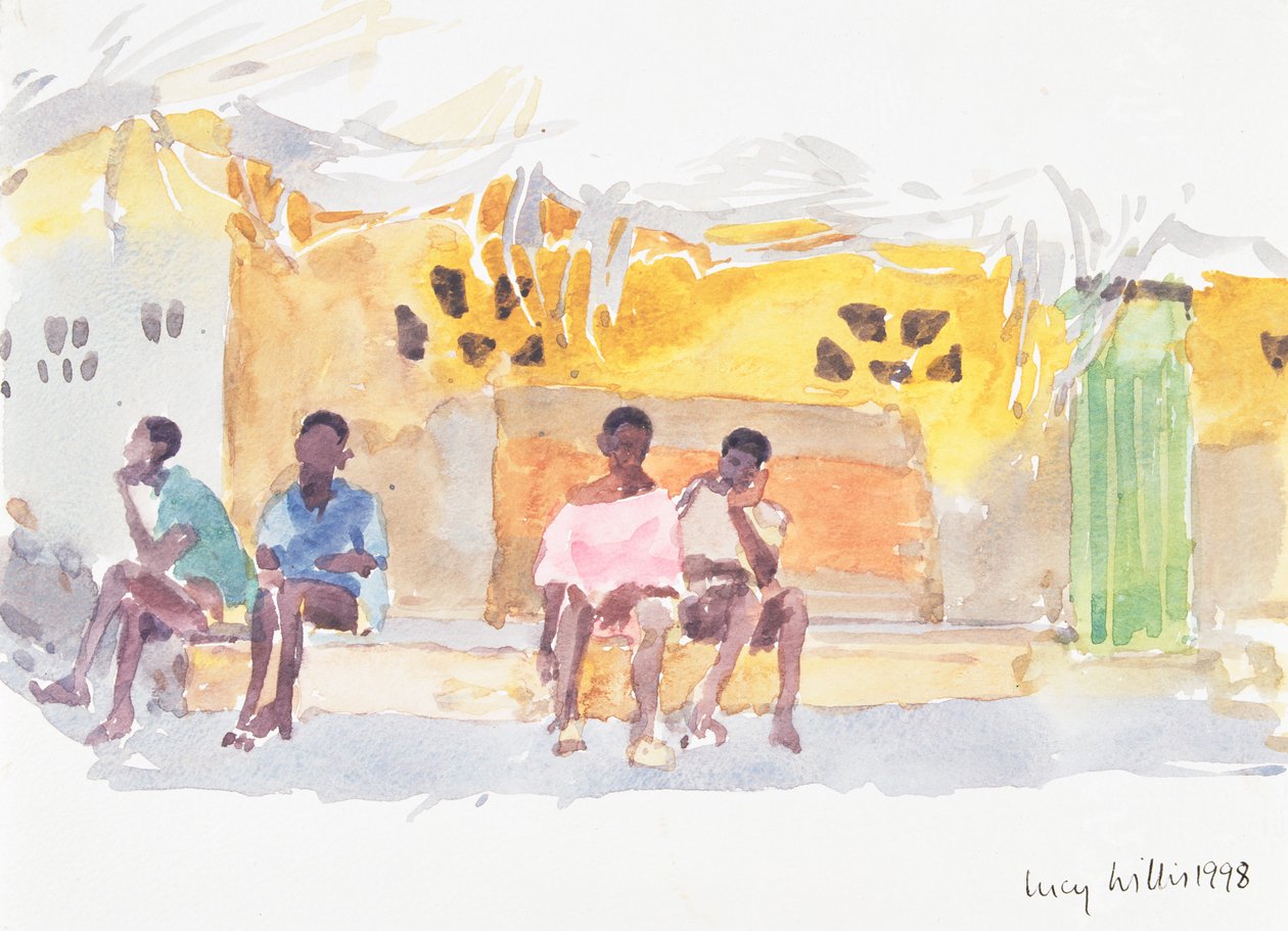 Barn som väntar, 1998 (wc på papper) av Lucy Willis