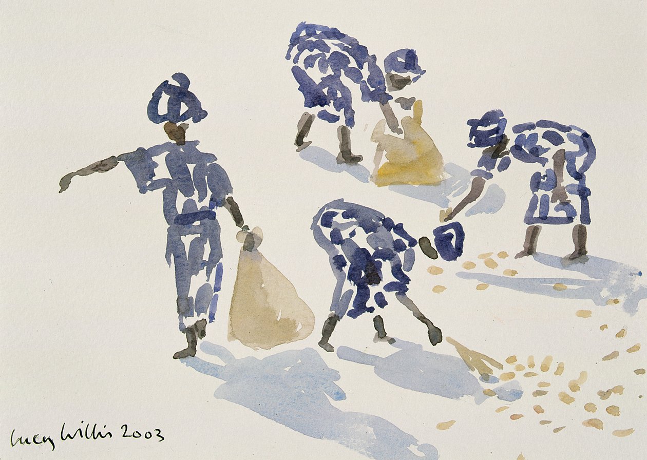 Clearing Leaves, Senegal, 2003 (wc på papper) av Lucy Willis