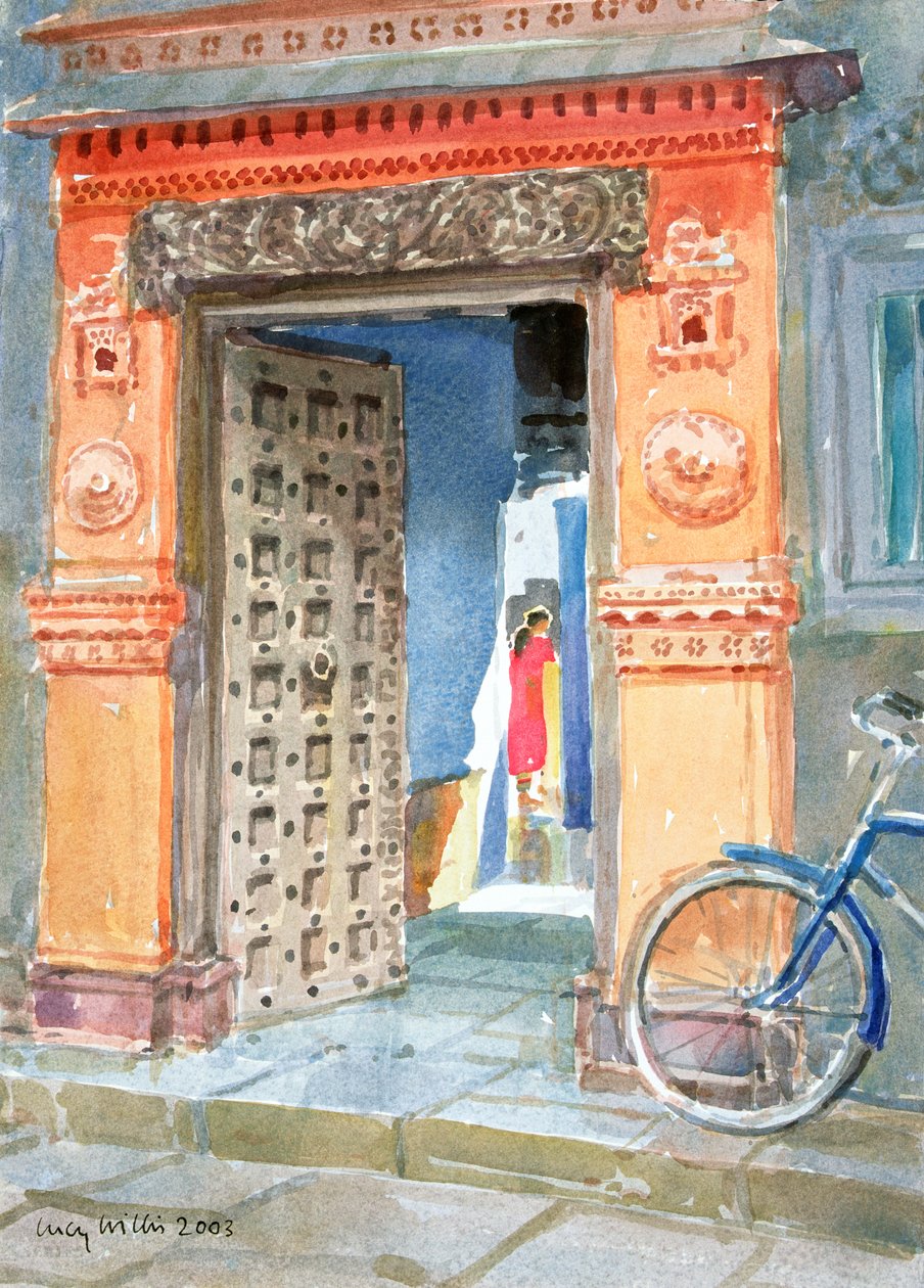 I Gamla Stan, Bhuj, 2003 (wc på papper) av Lucy Willis
