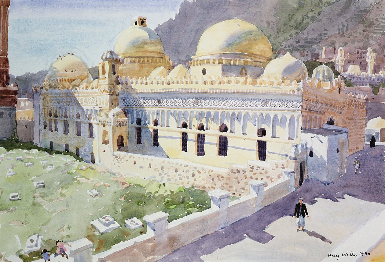 Moskén, Taiz, Jemen, 1990 (wc på papper) av Lucy Willis