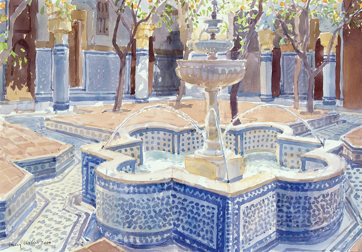 The Blue Fountain, 2000 (wc på papper) av Lucy Willis