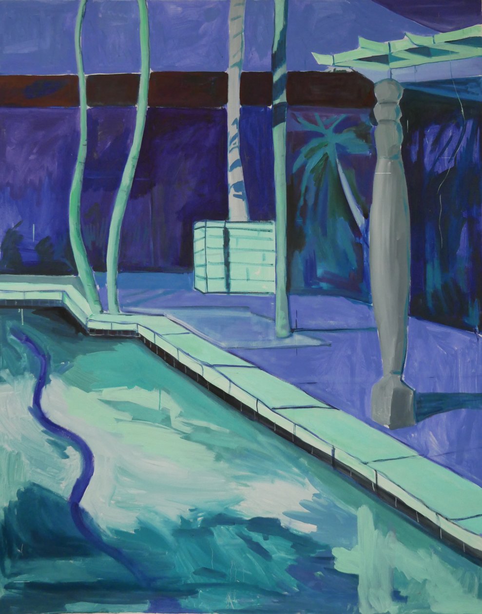 Blue Court, 2021 (olja på duk) av Lucy Smallbone