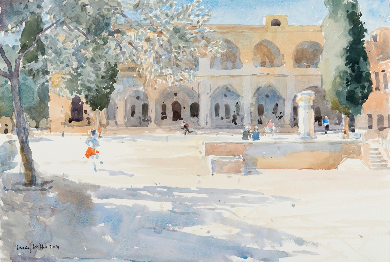 Batei Mahase Square, Old Jerusalem, 2019 (w/c på papper) av Lucy Willis