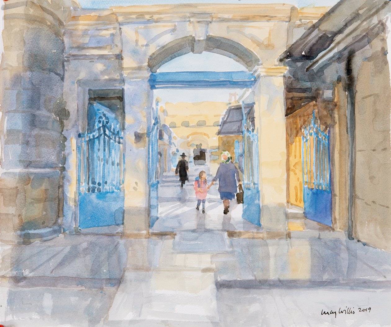 Morgon i Jerusalem, 2019 (akvarell på papper) av Lucy Willis