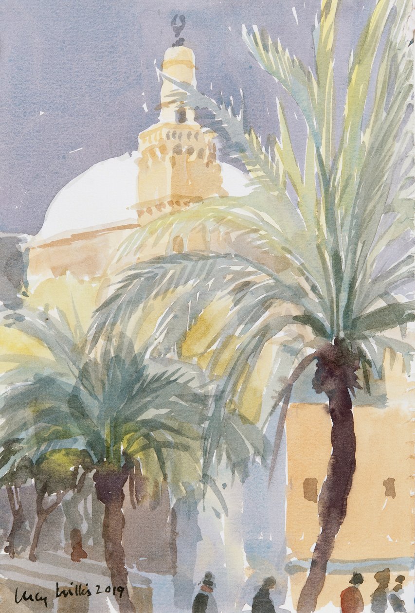 Old City Palms II, Jerusalem, 2019 (w/c på papper) av Lucy Willis