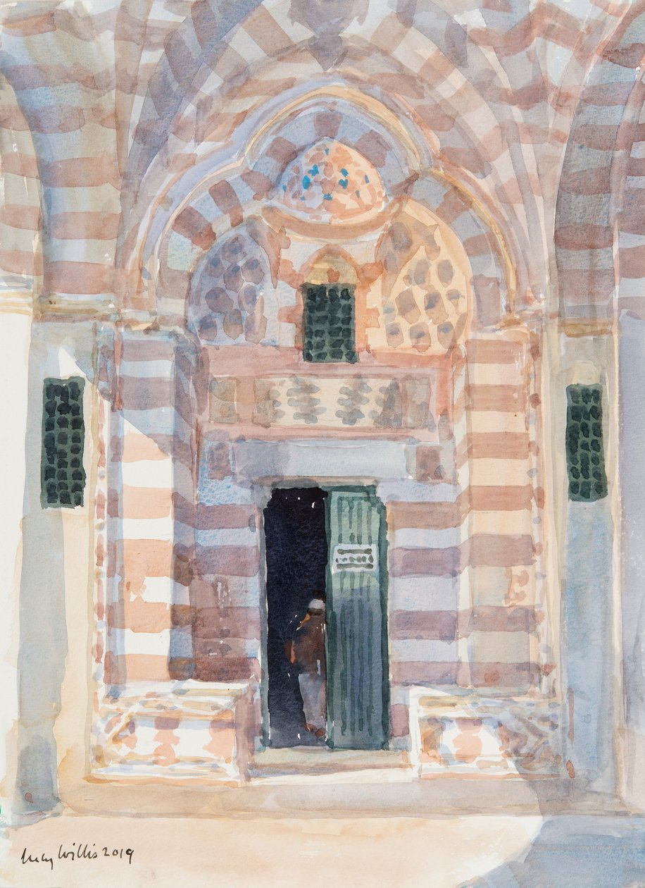 Shaded Entrance, Tempelberget, Jerusalem, 2019 (w/c på papper) av Lucy Willis