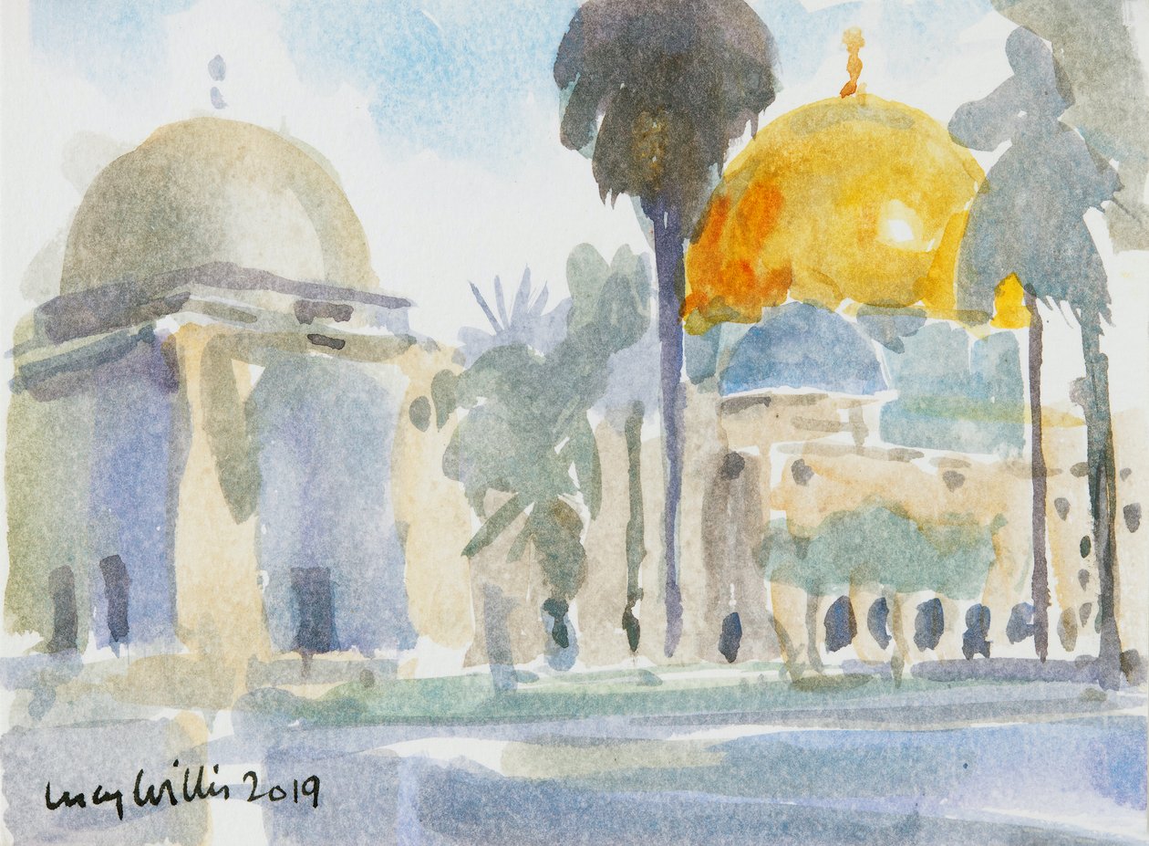 The Golden Dome, Jerusalem, 2019 (w/c på papper) av Lucy Willis