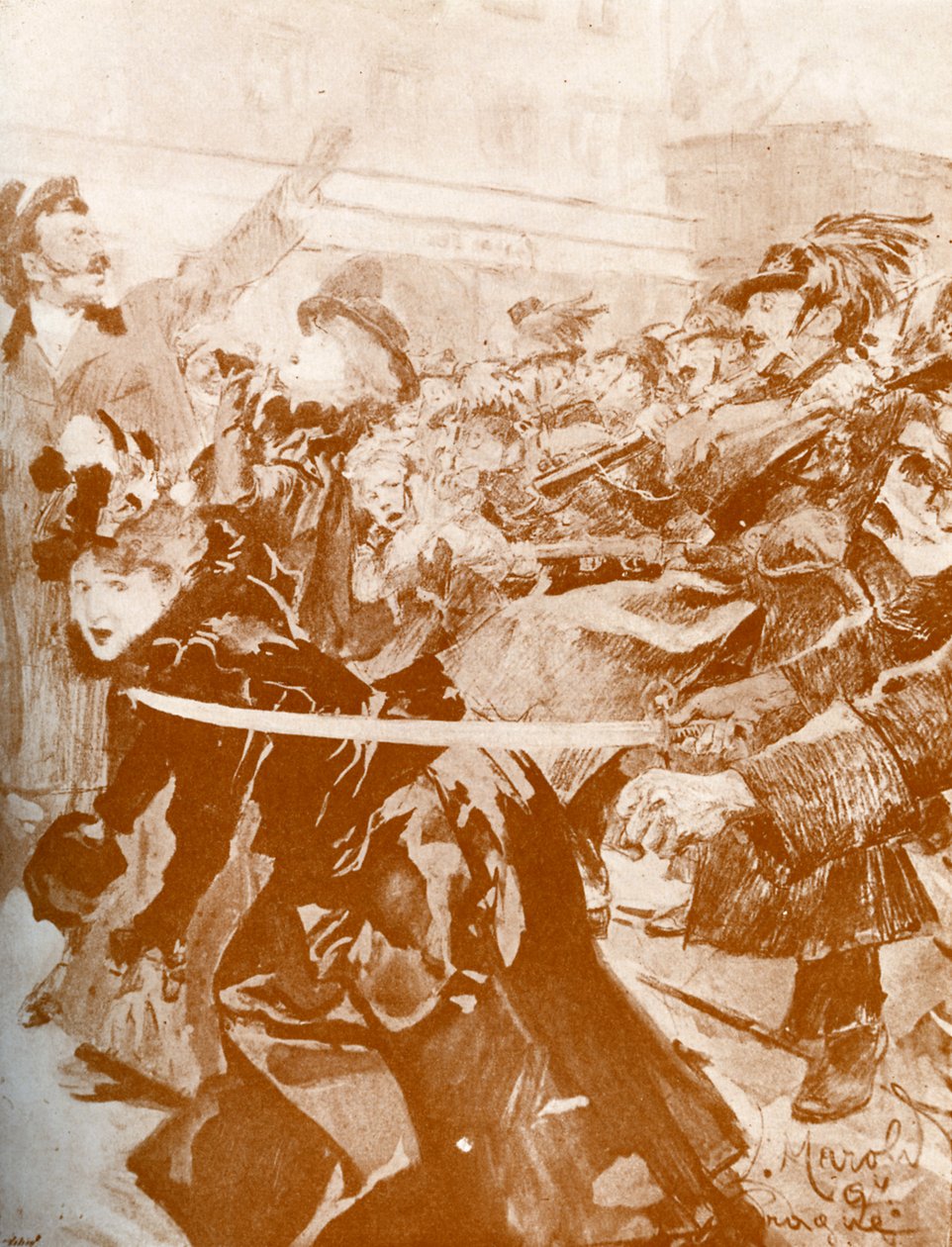 Demonstration (Prag 1897) - Tjeckisk karikatyr av Ludek or Ludwig (after) Marold