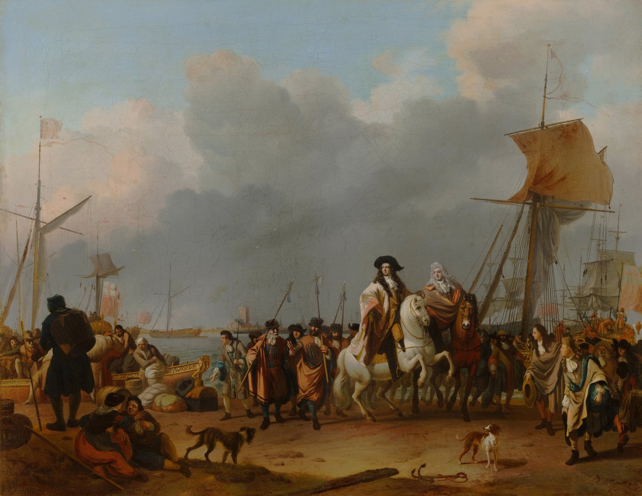 Stadholder-kung Willem III:s (1650-1702) ankomst till Oranjepolder den 31 januari 1691, 1692 av Ludolf Backhuysen