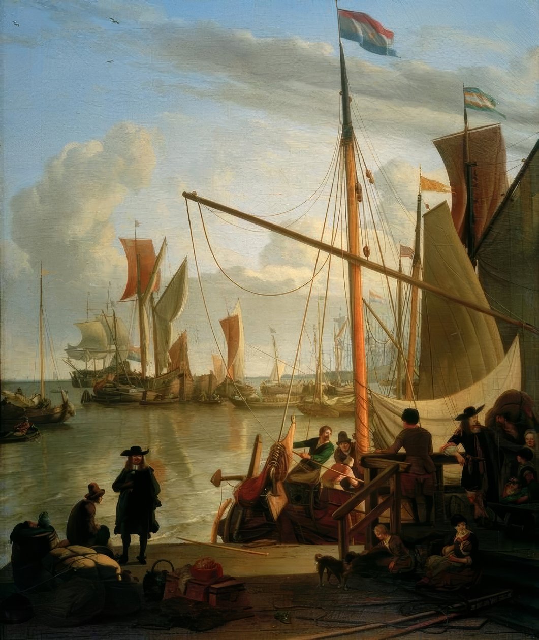 Ij framför Amsterdam från Mosselsteiger eller Bothhuisjes av Ludolf Backhuysen