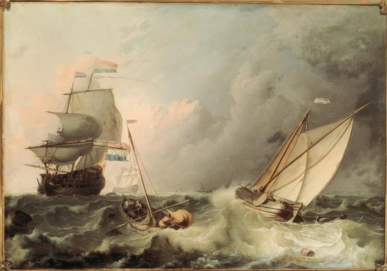 Segelfartyg på ett grovt hav av Ludolf Backhuysen