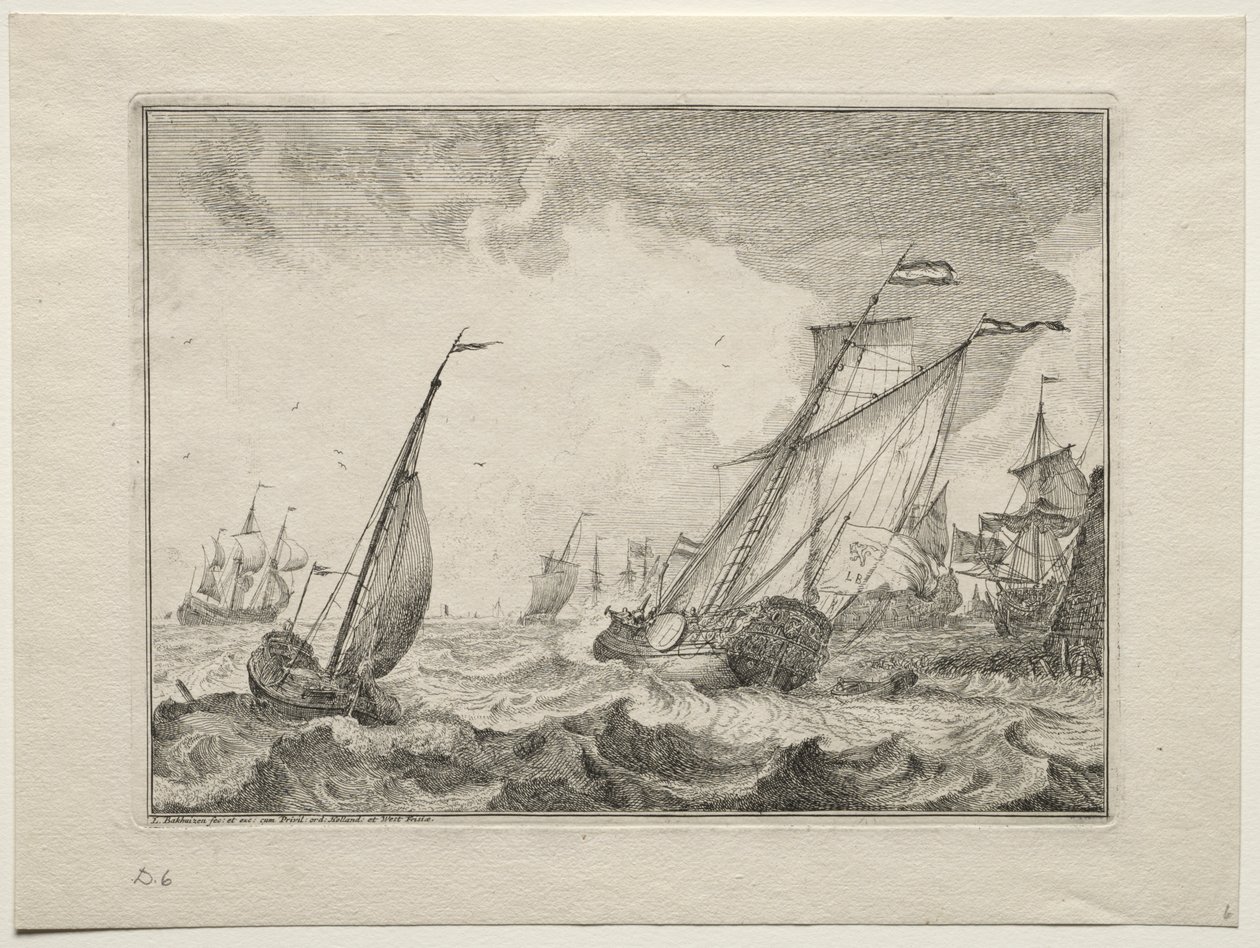 Ships in a Gale, 1701. av Ludolf Backhuysen