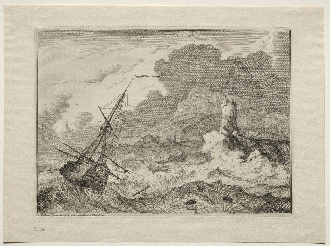 Storm till sjöss, 1701. av Ludolf Backhuysen