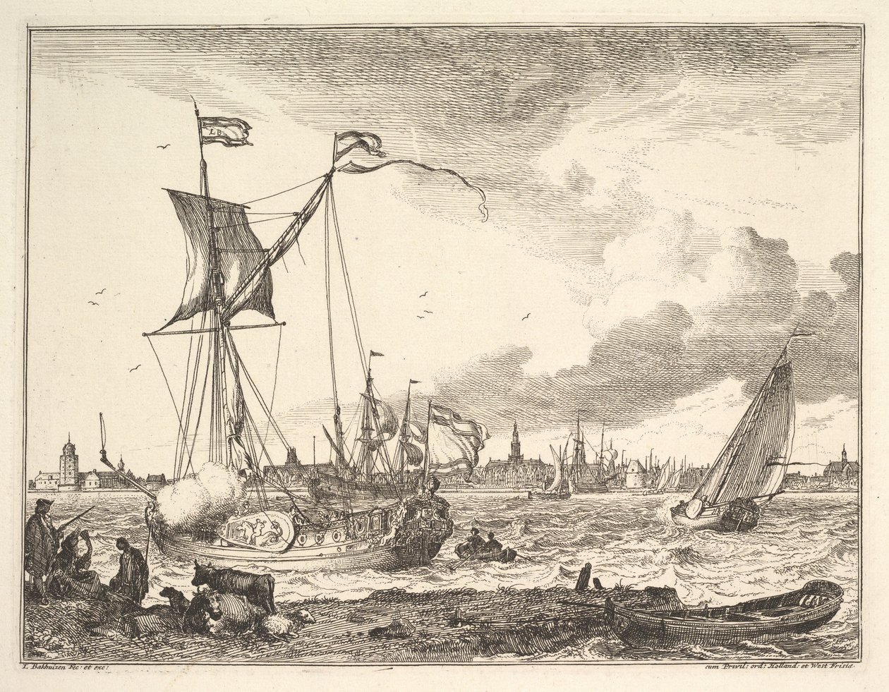 Hamnscenen. av Ludolf Backhuysen I