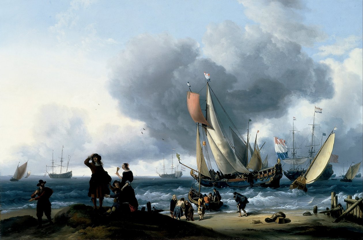 Holländare går ombord på en yacht av Ludolf Bakhuizen