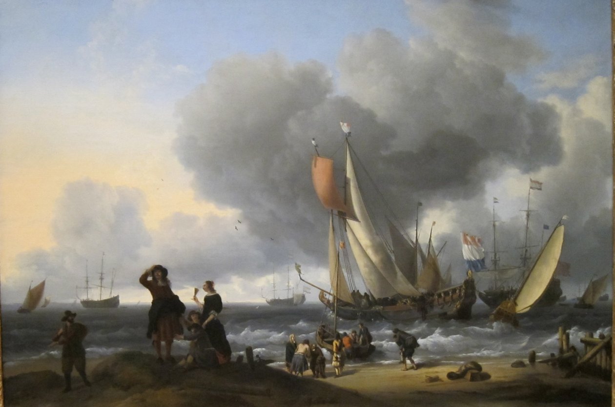 Holländare går ombord på en yacht av Ludolf Bakhuizen