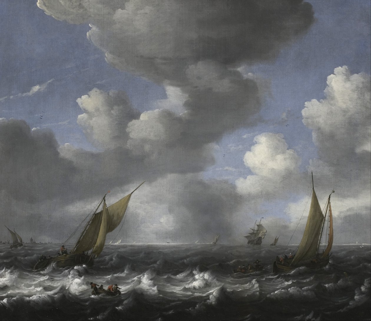 Havslandskap och fiskebåtar av Ludolf Bakhuizen