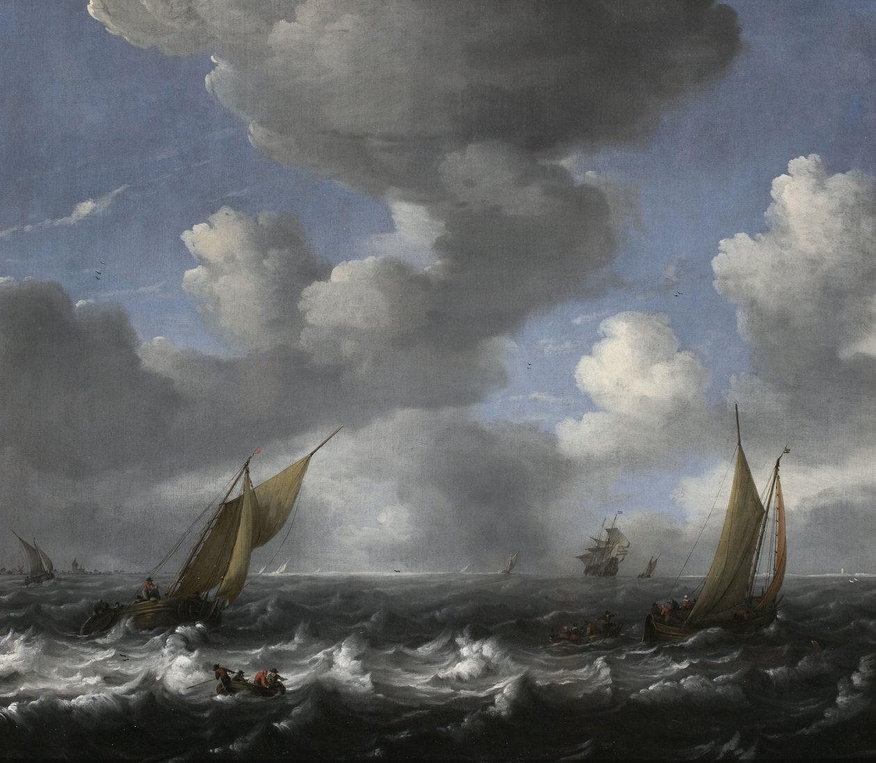 Havslandskap med fiskebåtar av Ludolf Bakhuizen