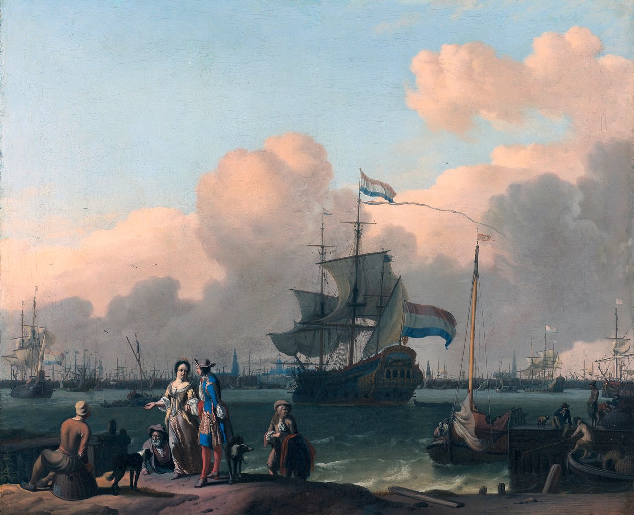 Y vid Amsterdam, med fregatten "De Ploeg av Ludolf Bakhuizen
