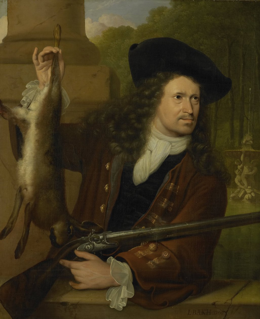 Jan de Hooghe (1650-1731). Anna de Hooghes kusin, klädd för skytte av Ludolf Bakhuysen