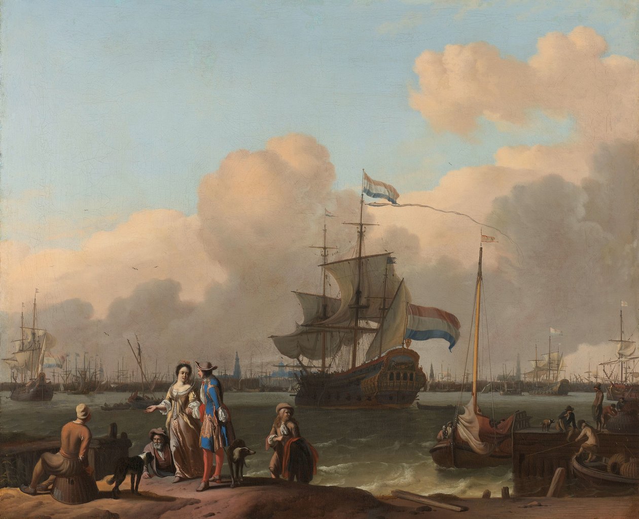 Y:et i Amsterdam, med fregatten "De Ploeg" av Ludolf Bakhuysen