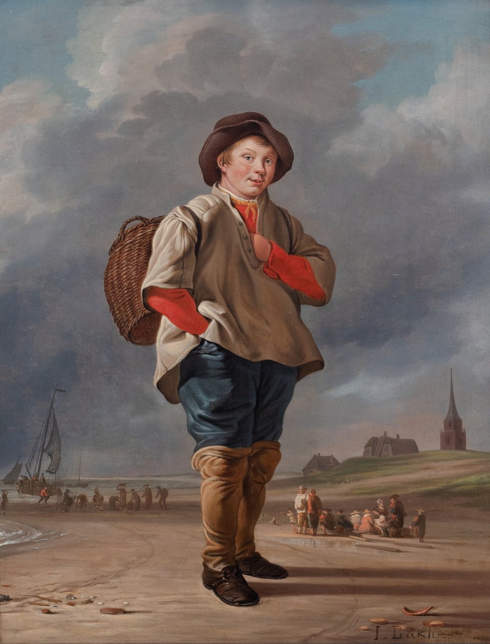 En Fisher Boy på stranden av Ludolf I Backhuysen
