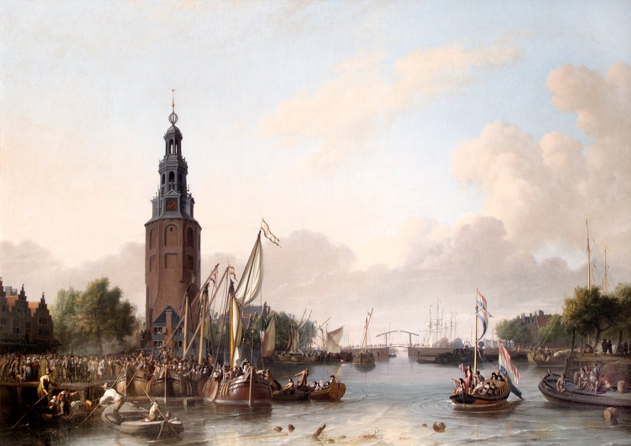 En man av rang går ombord på Amsterdam av Ludolf I Backhuysen