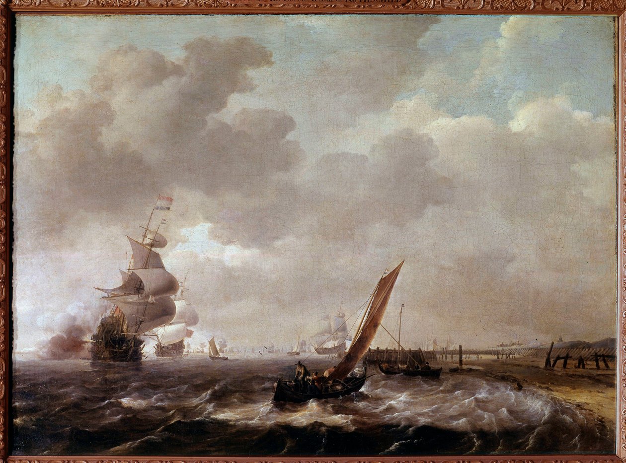 Havet vid Helder i Holland Målning av Ludolf Backhuysen (1631-1708) av Ludolf I Backhuysen
