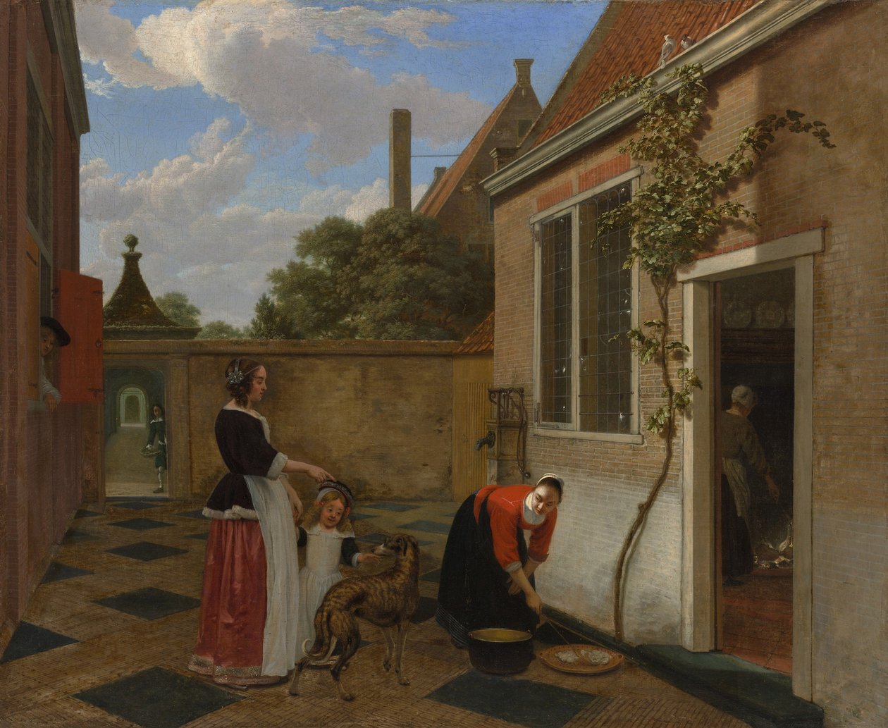 Scene in a Courtyard, tidigt 1660-tal (olja på duk) av Ludolf de Jongh