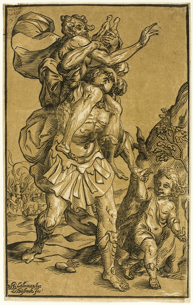 Aeneas som bär sin far, Anchises av Ludolph Büsinck