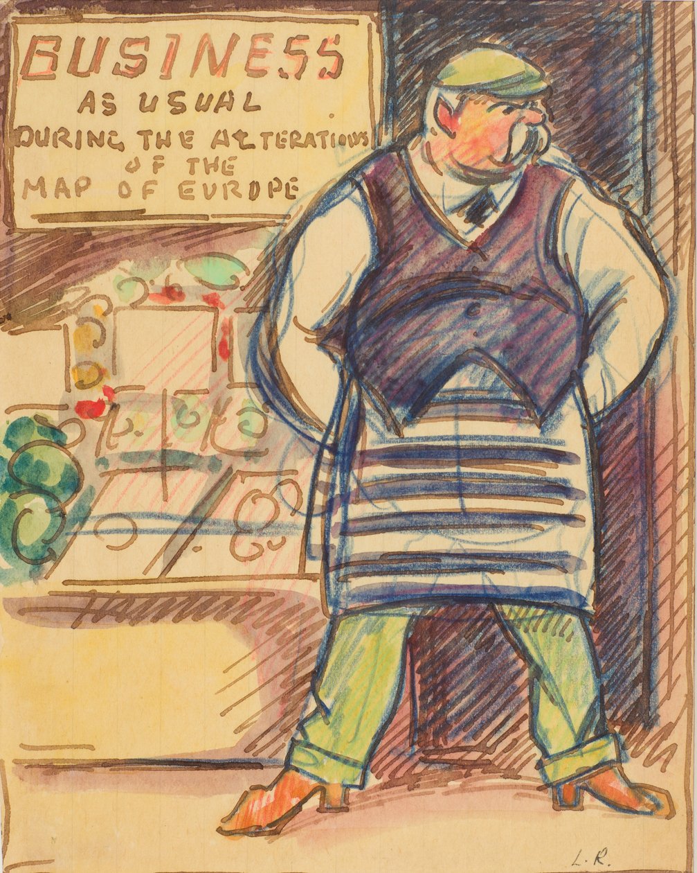 Business as usual under förändringarna av Europakartan, ca 1915 (akvarell på papper) av Ludovic Rodolphe Pissarro