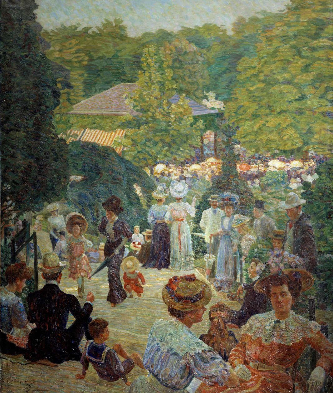 Parc Montsouris från kiosken har musik år 1900. Målning av Ludovic Vallee (1864 - 1939) av Ludovic Vallee