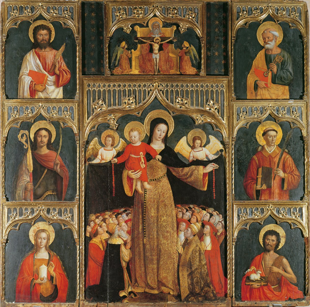 Altartavla av Jungfrun av Rosenkransen, c.1500 av Ludovico Brea