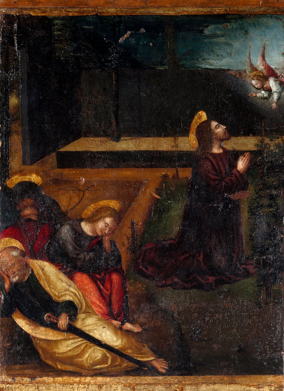 Bön i olivträdens trädgård Serie av rosenkransens 15 mysterier. Trämålning av Ludovico Brea (Louis Brea) (1450-1523) 1512-1513 Taggia, Museo del Convento di San Domenico, Italien av Ludovico Brea