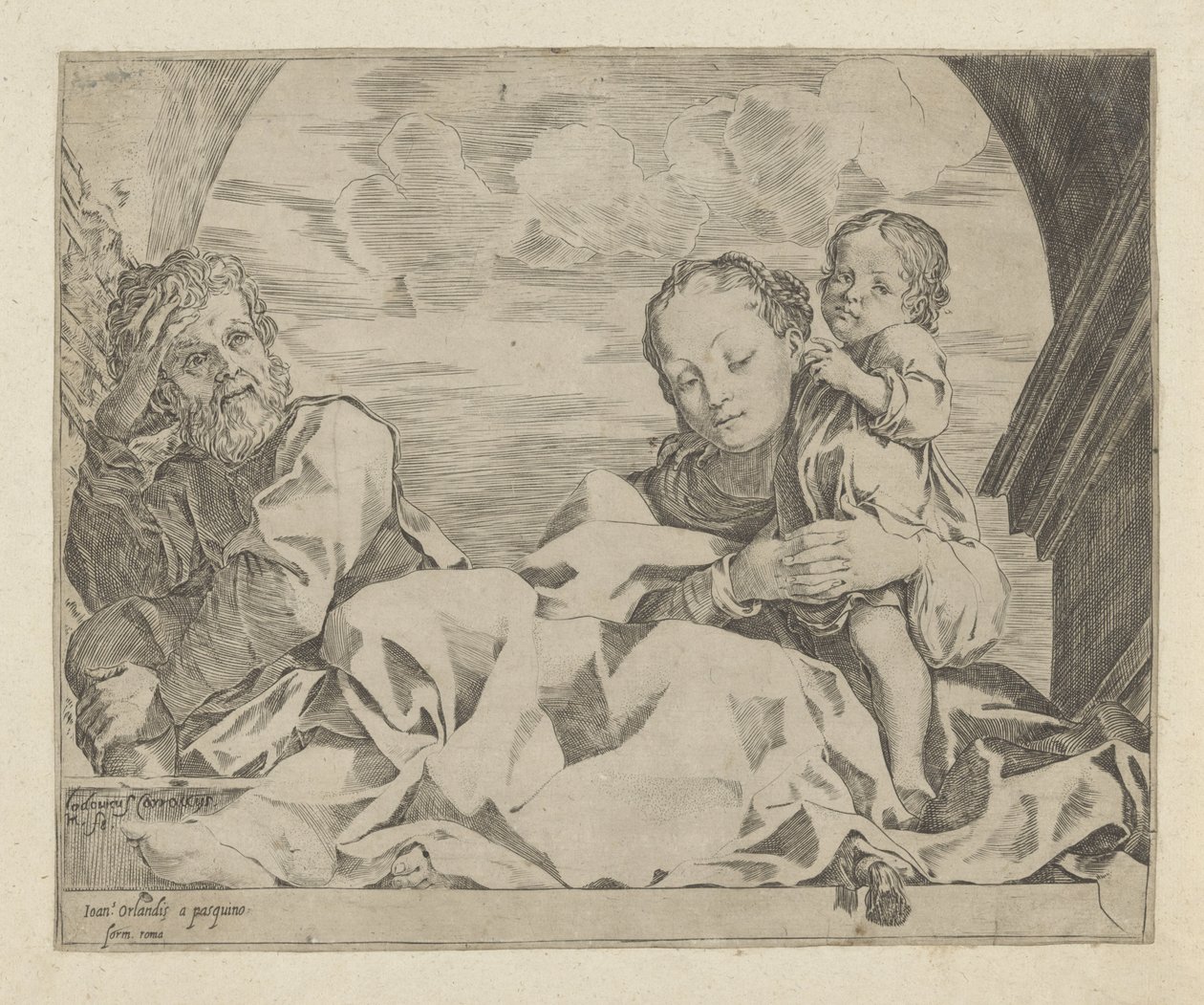 Helig familj under en båge av Ludovico Carracci