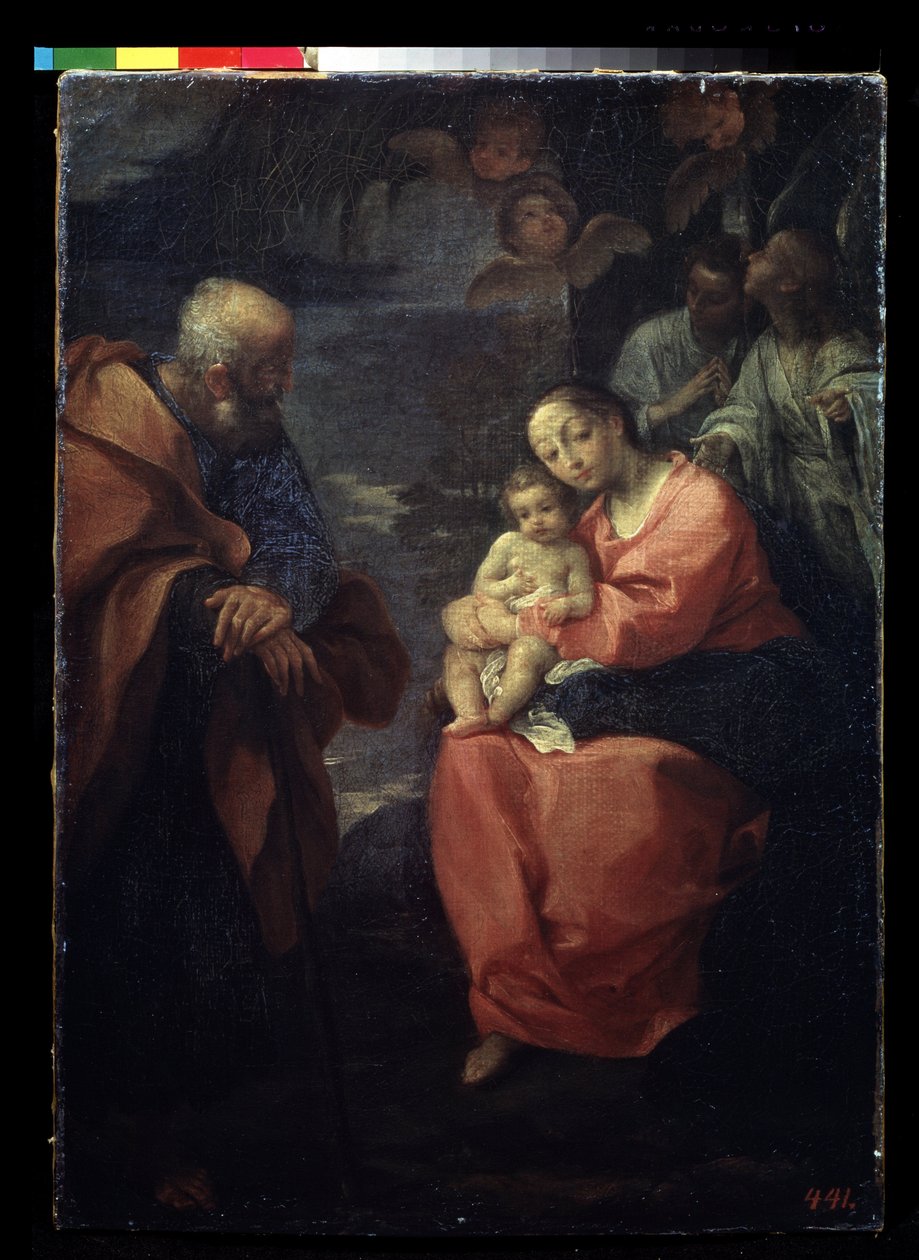 ""Den heliga familjen vilar på flykten till Egypten"" (Den heliga familjen under en palm (vila på flykten till Egypten)) Målning av Ludovico Carracci (Ludovic Carracci) av Ludovico Carracci