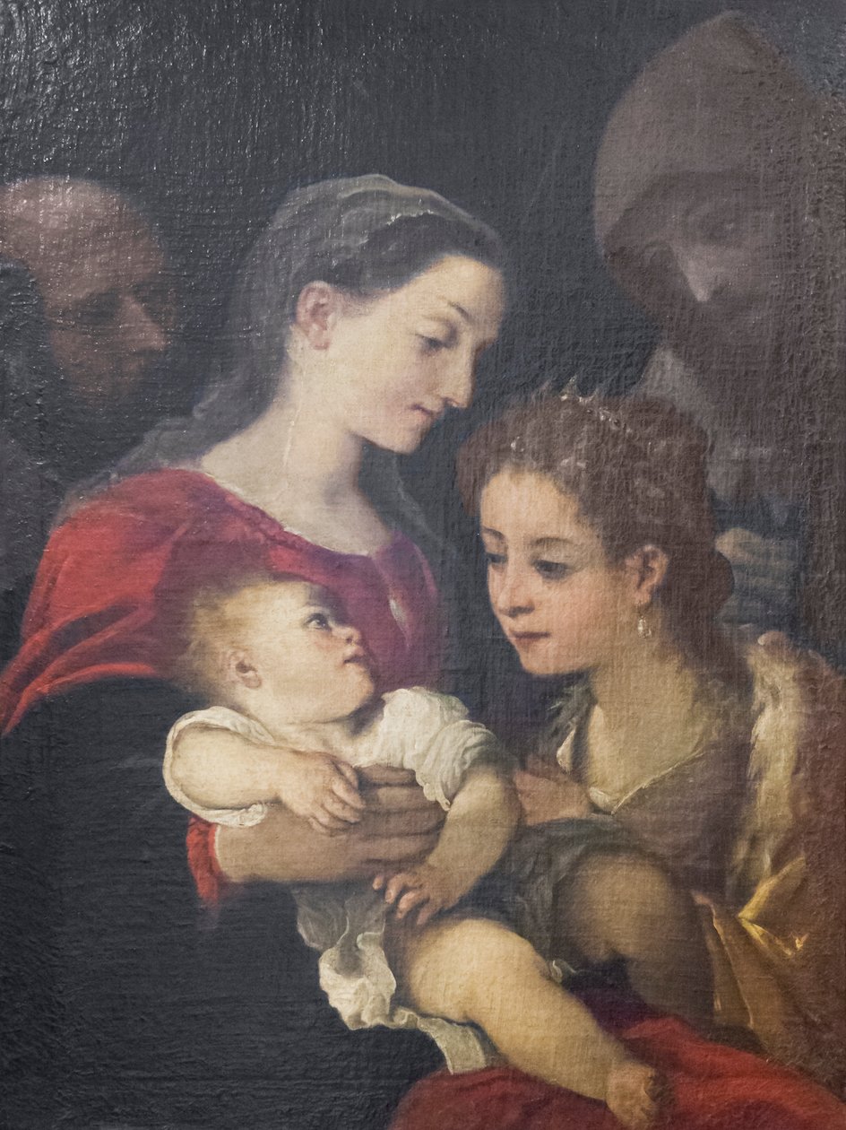 Den heliga familjen med de heliga Franciskus och Katarina av Alexandria, ca 1589-92 (olja på duk) av Ludovico Carracci